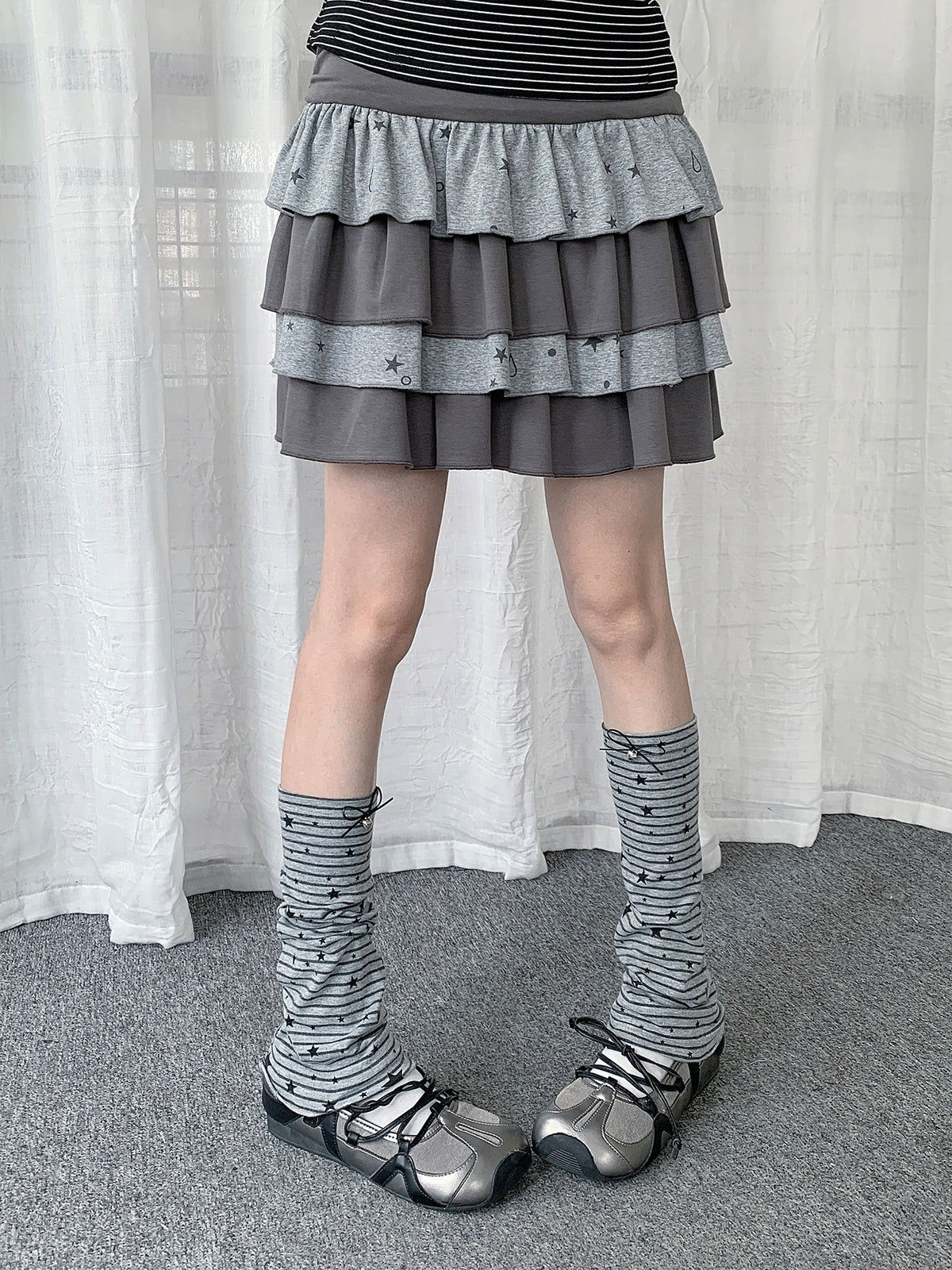 Star Stripe Bow Slouch Leg Warmers