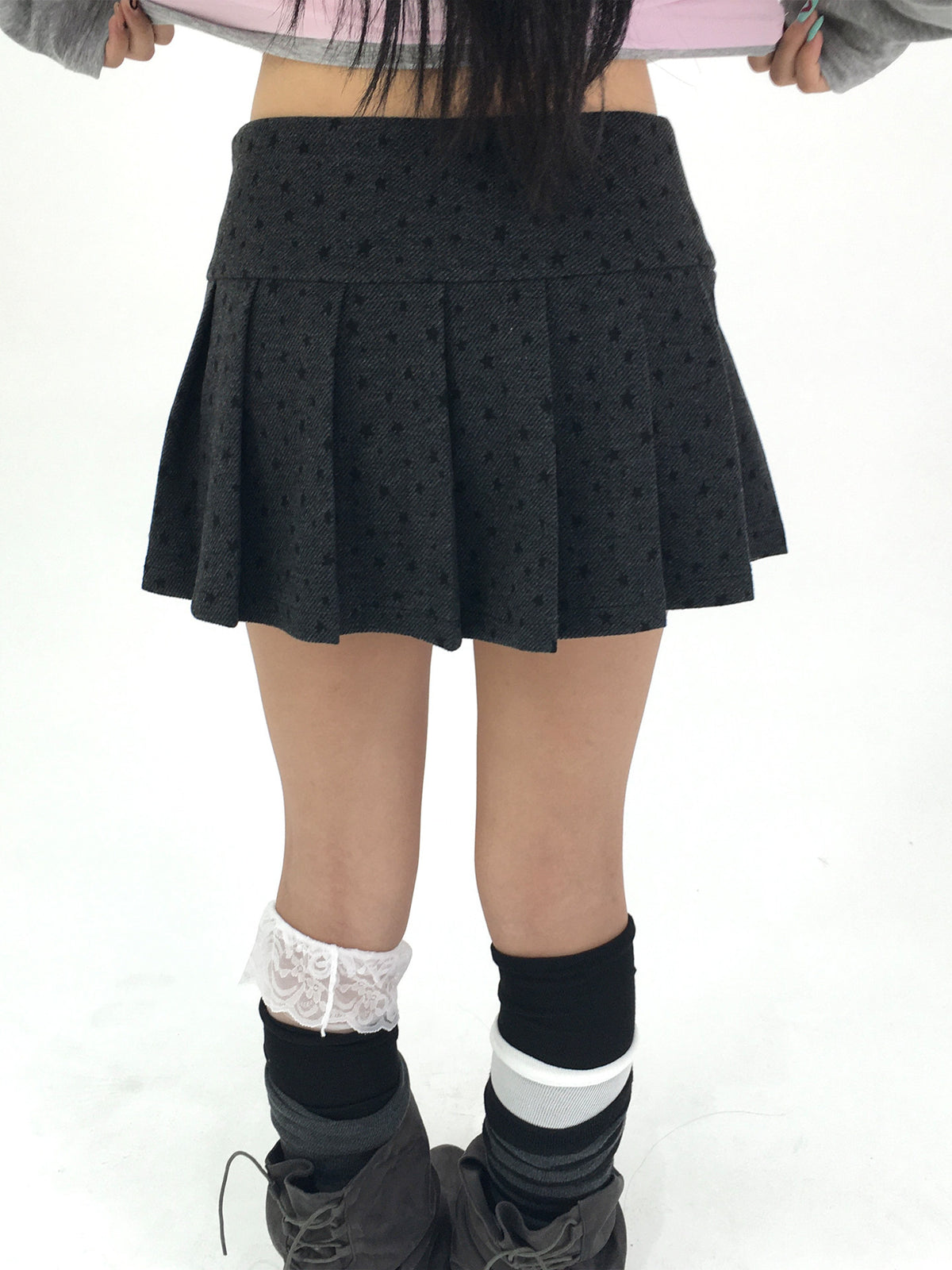 Midnight Star Pleated Mini Skirt with Teddy Charm