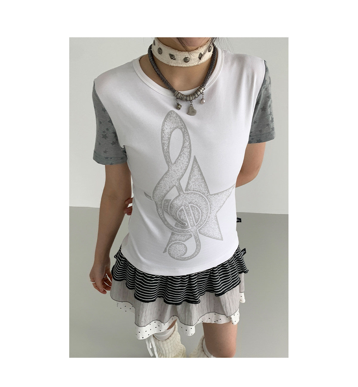 Faded Treble Star-Sleeve Graphic Tee