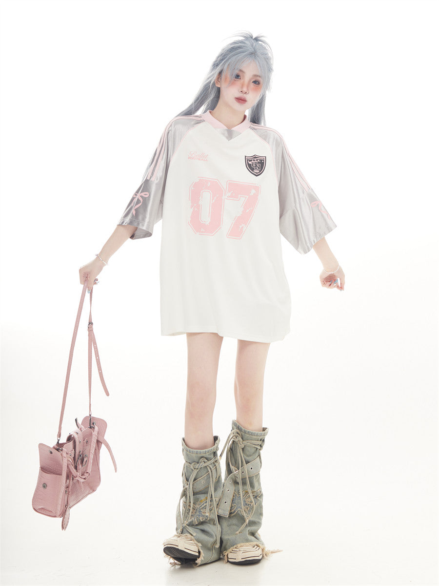 "07" Football-Trikot | Amekaji Girly Oversize T-Shirt