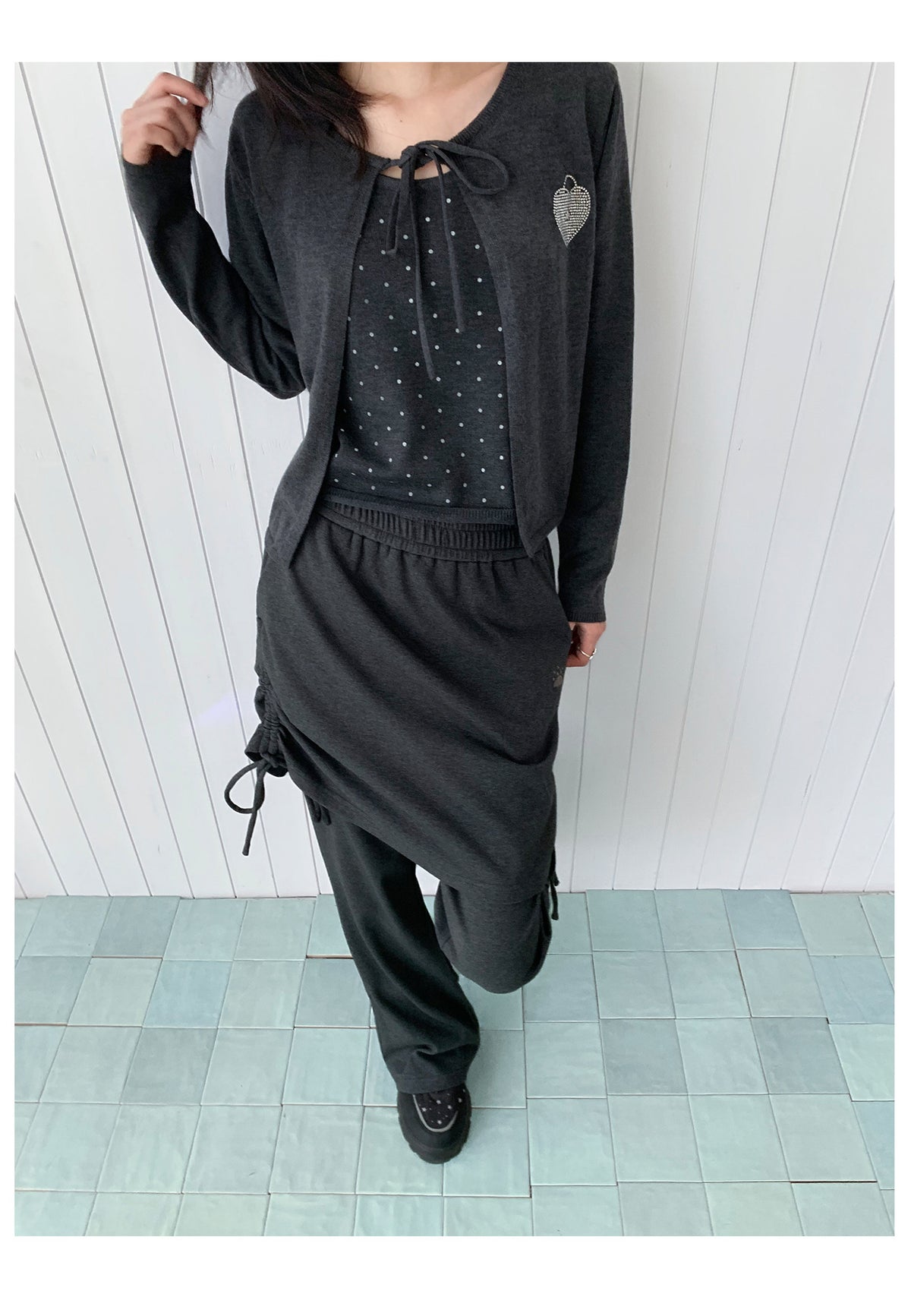 Polka Dot Cami & Tie-Front Cardigan Set