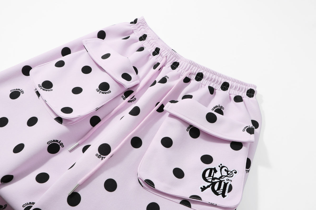 Polka Dot Utility Pocket Wide-Leg Sweatpants