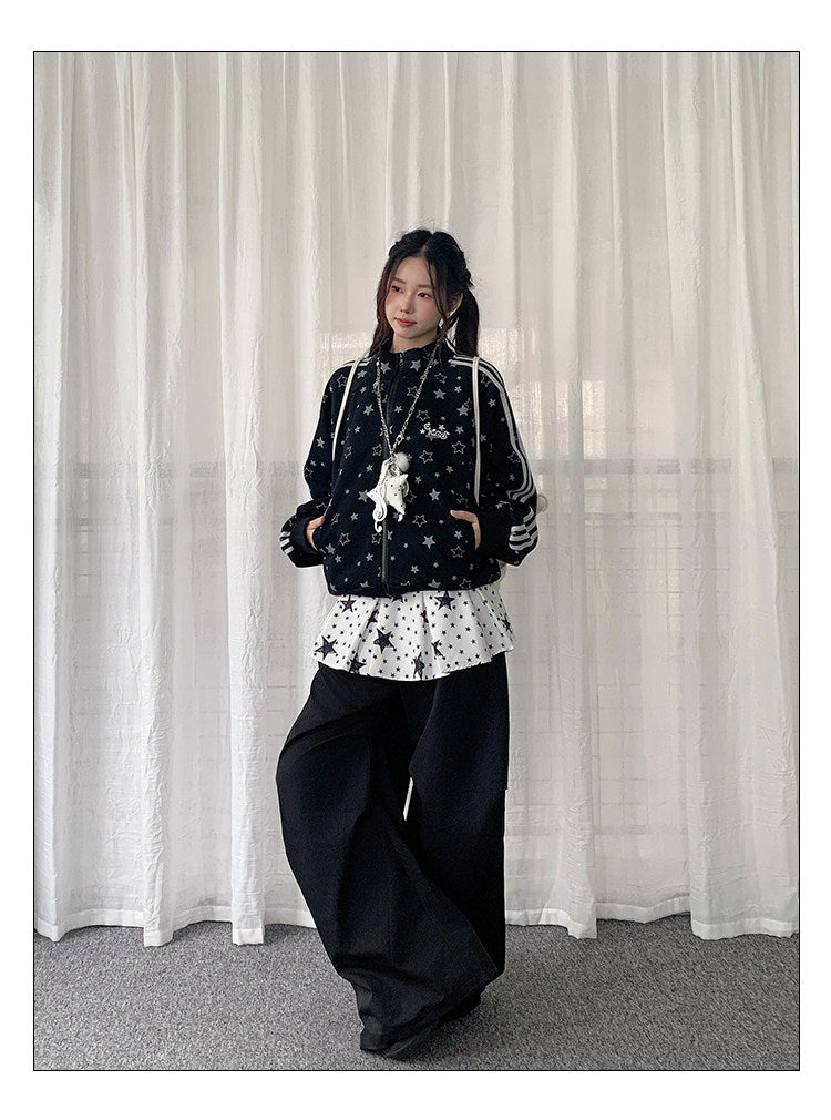 Allover Star Print Track Zip Jacket