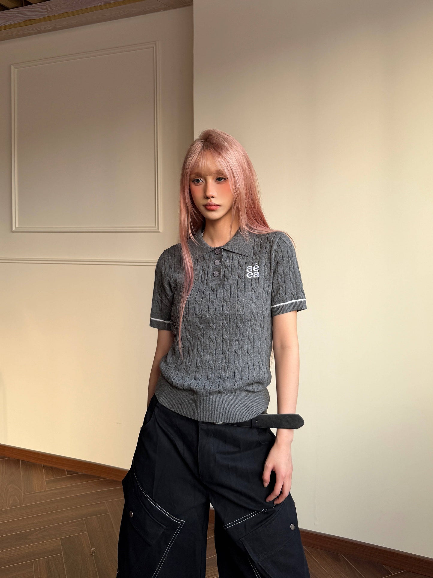 Cable Knit Polo — Old Money College Cropped