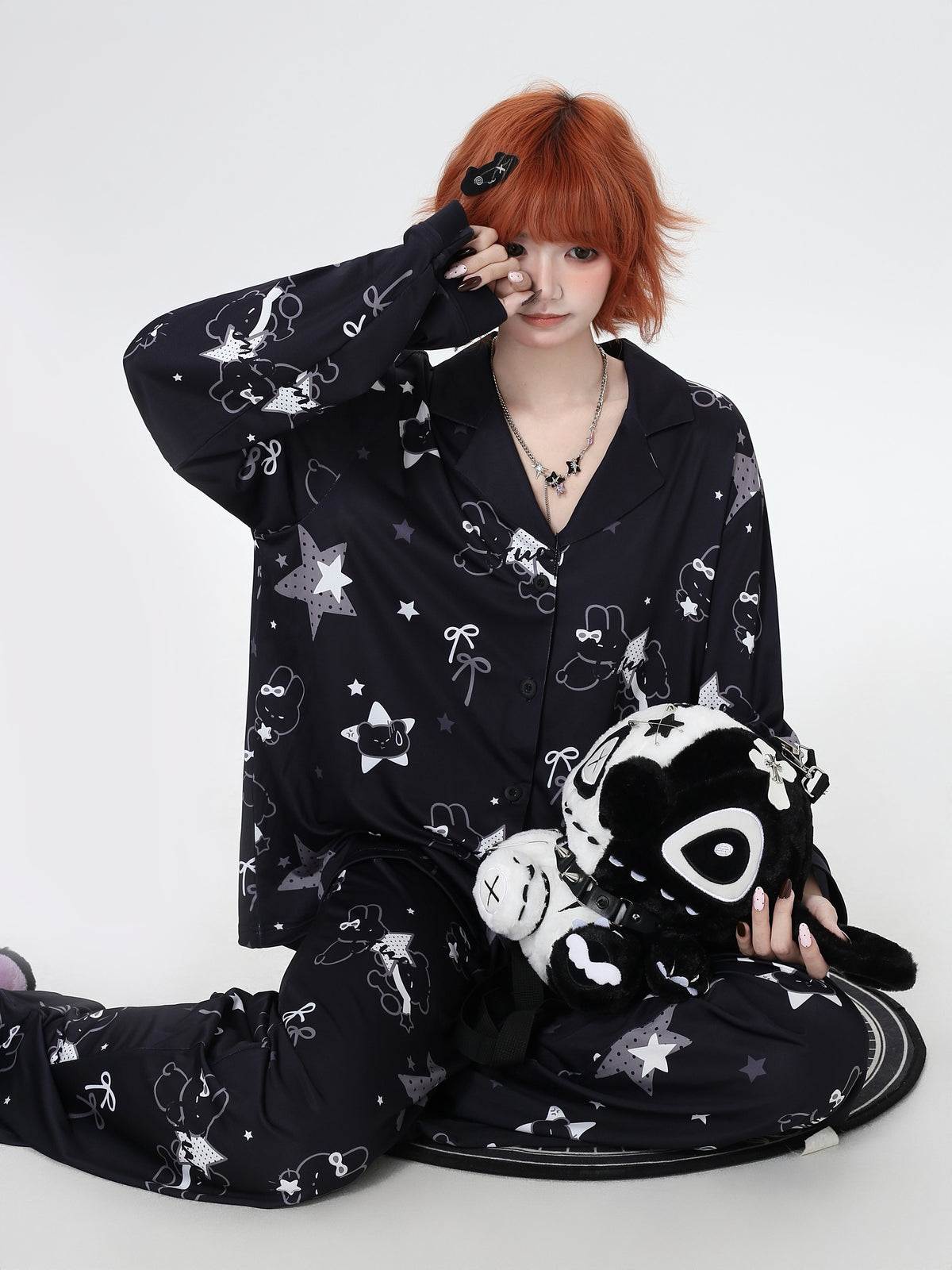 Bunny Star Print Long-Sleeve Pajama Set