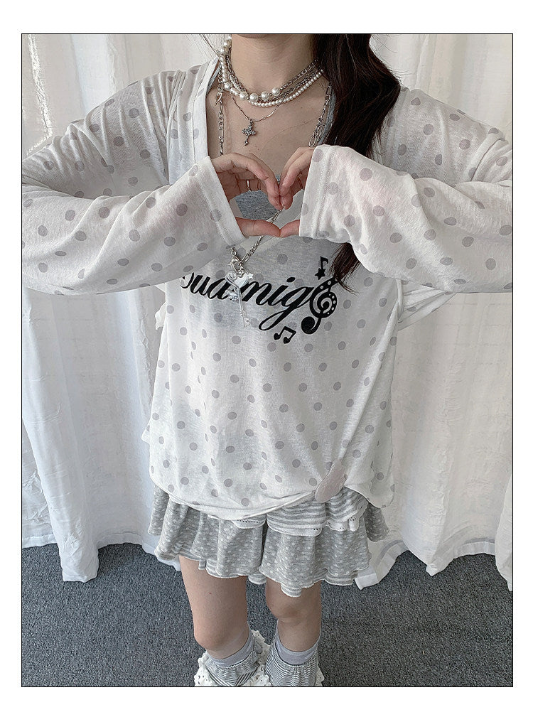 Star Veil Halter Two-Piece Long Sleeve Top Set