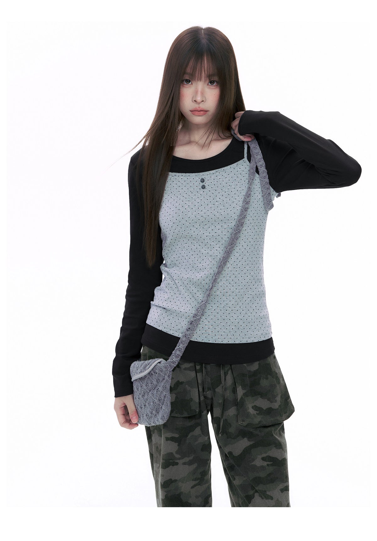 Polka Dot Cami & Long Sleeve Layering Set