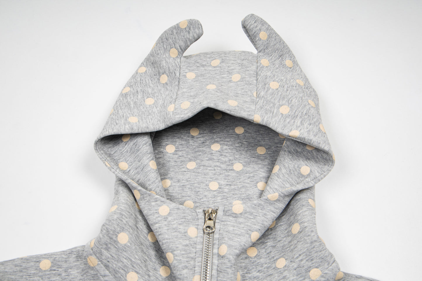 Pastel Doodle Polka Dot Cropped Zip Hoodie