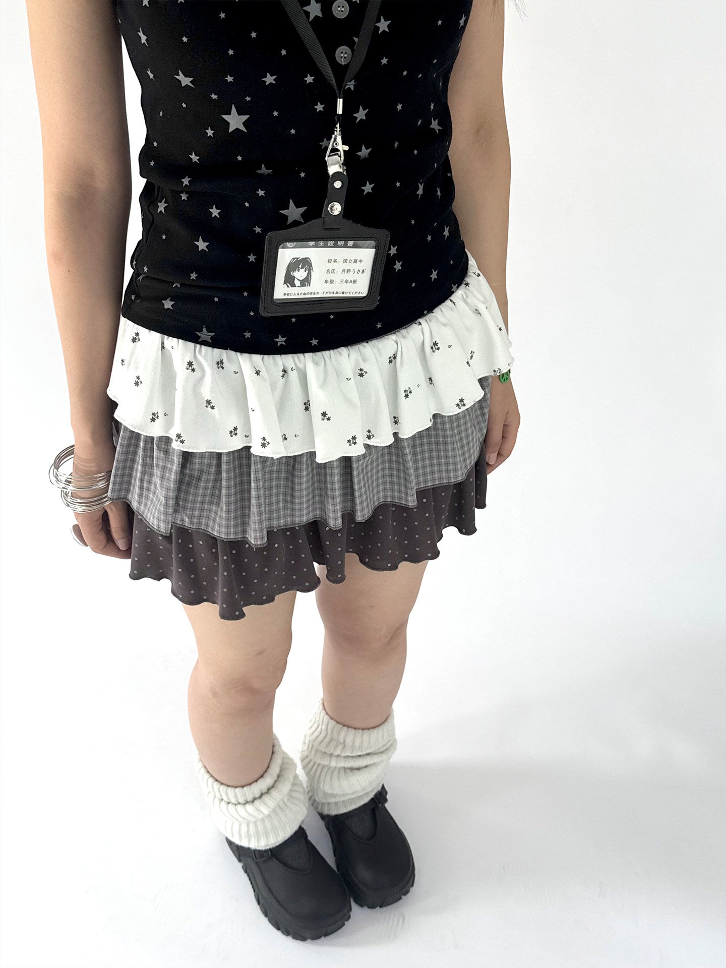 Floral Plaid Tiered Low-Rise Mini Skirt