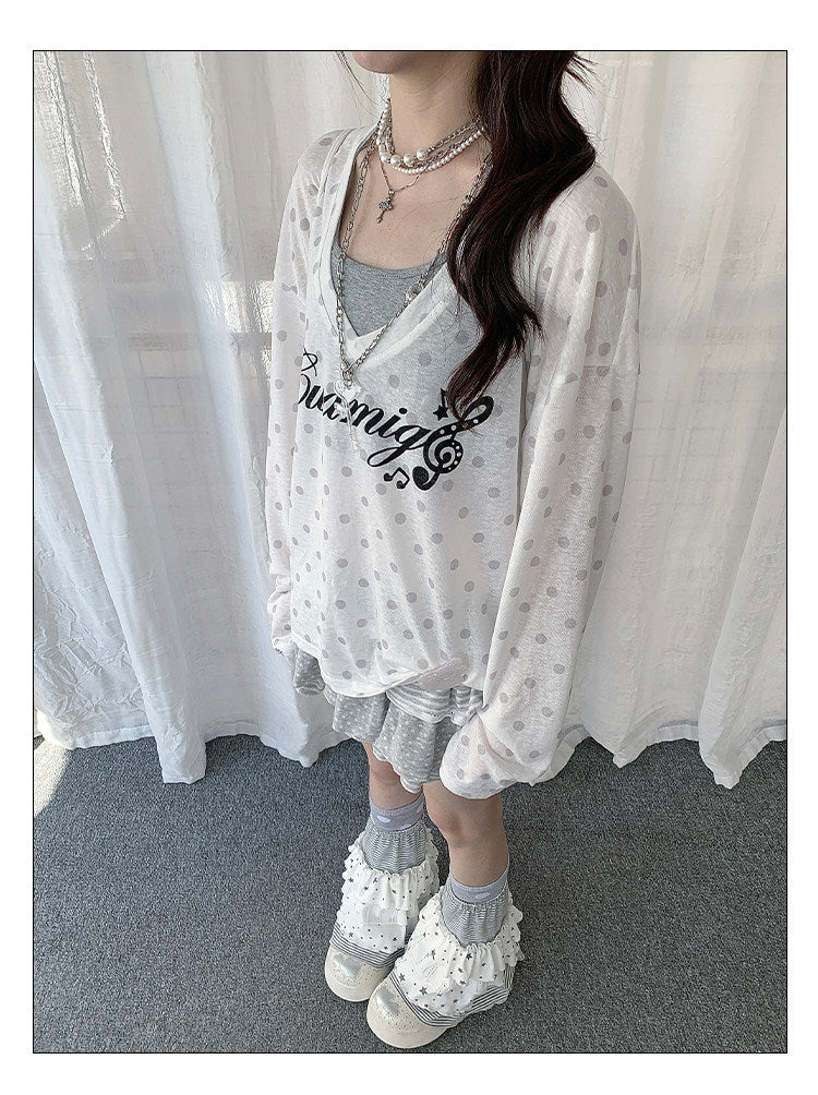 Star Veil Halter Two-Piece Long Sleeve Top Set
