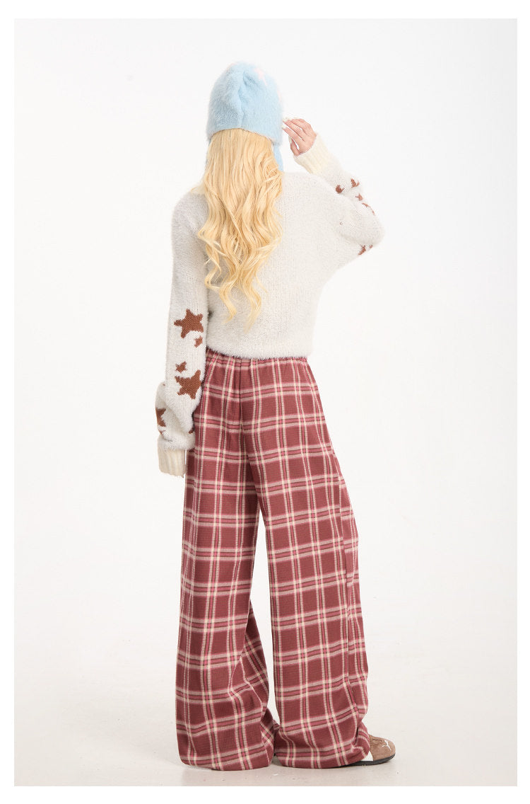Puppy Graphic Bow-Collar Oversized Knit Sweater