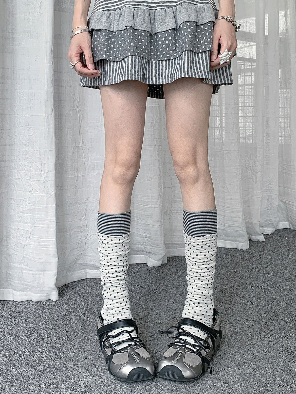 Polka Dot & Stripe Slouch Leg Warmers
