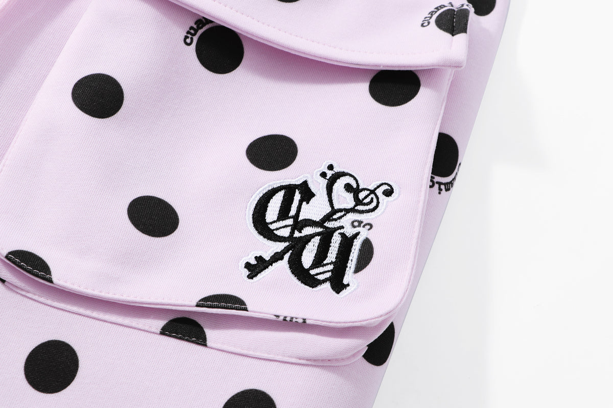 Polka Dot Utility Pocket Wide-Leg Sweatpants
