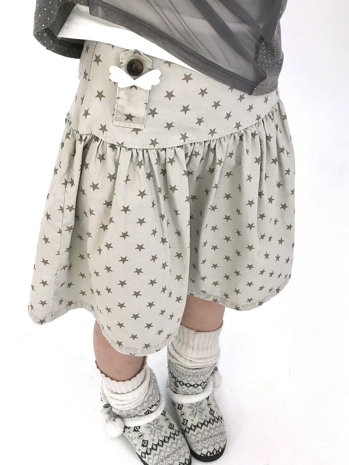 Star Print Drop-Waist A-Line Skirt