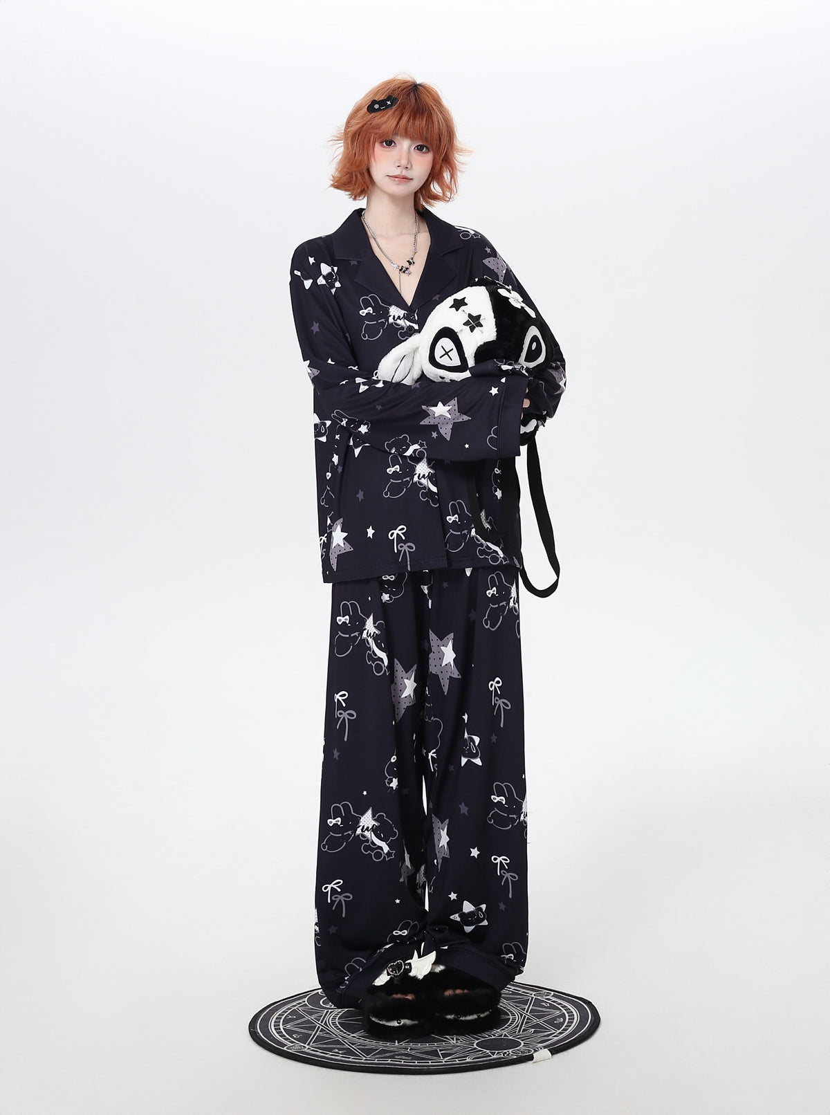 Bunny Star Print Long-Sleeve Pajama Set