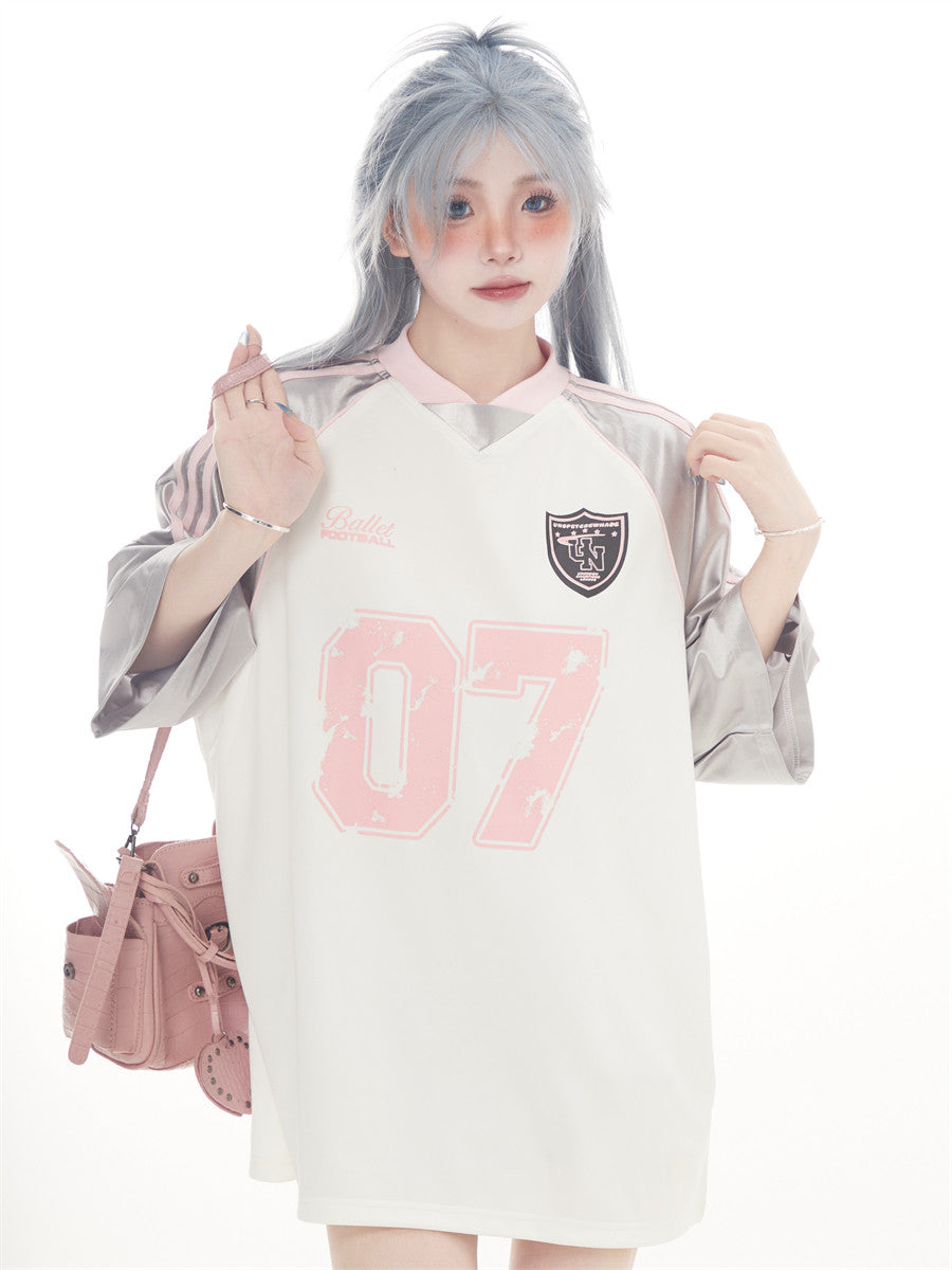 "07" Football-Trikot | Amekaji Girly Oversize T-Shirt
