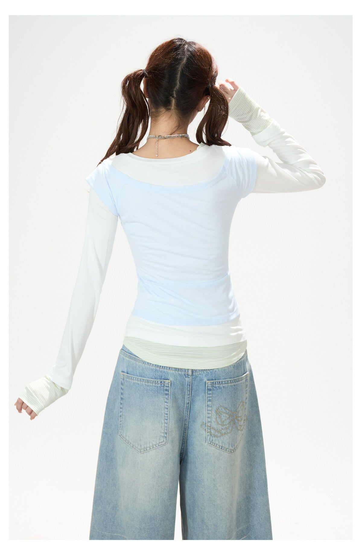 Layered Contrast Long Sleeve Top
