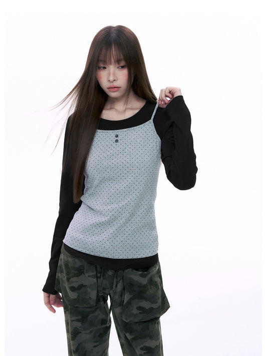 Polka Dot Cami & Long Sleeve Layering Set