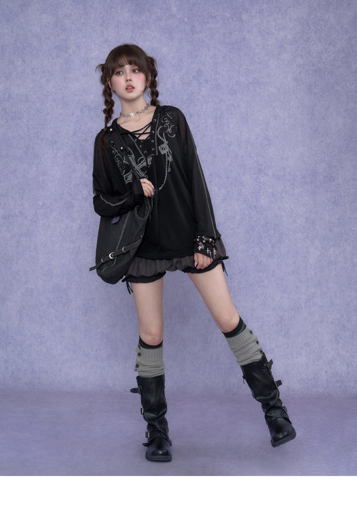 Double-Waist Pinstripe Ruffle Bubble-Hem Skort