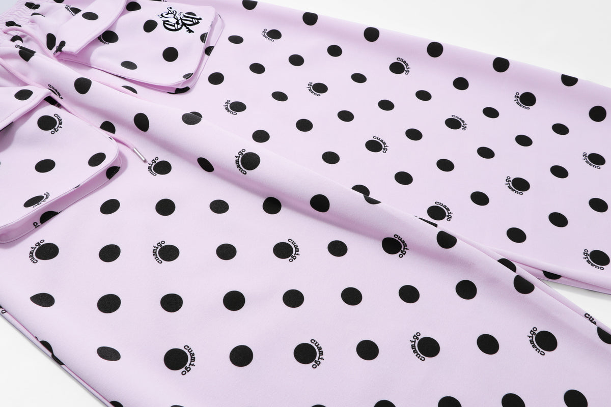 Polka Dot Utility Pocket Wide-Leg Sweatpants