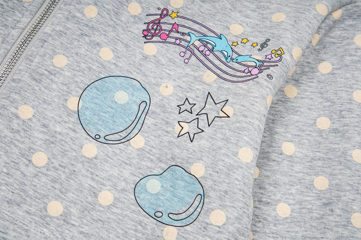 Pastel Doodle Polka Dot Cropped Zip Hoodie