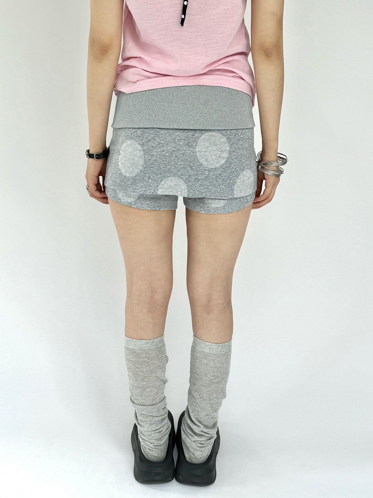 Gray Button Low-Rise A-Line Skort