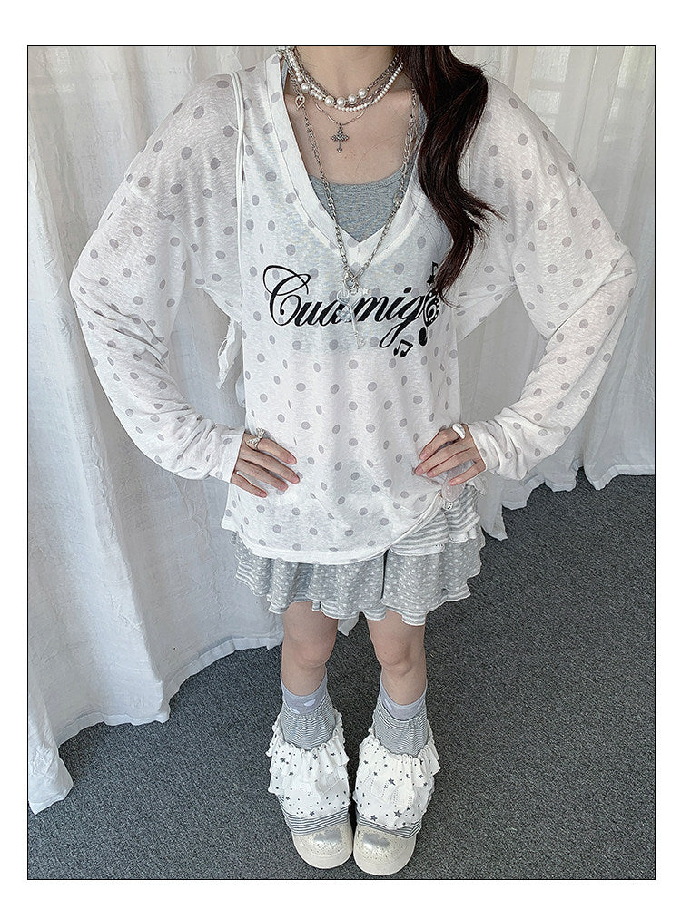 Star Veil Halter Two-Piece Long Sleeve Top Set