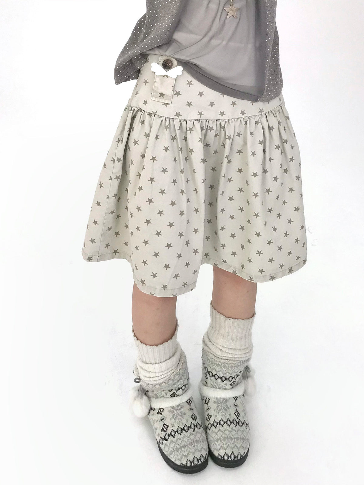 Star Print Drop-Waist A-Line Skirt