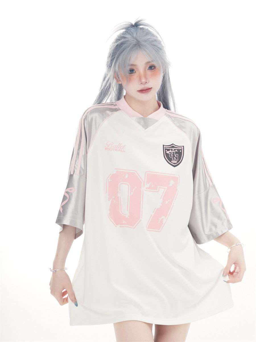 "07" Football-Trikot | Amekaji Girly Oversize T-Shirt