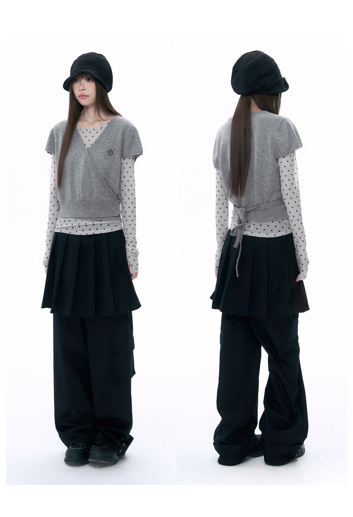 Wool Wrap-Tie V-Neck Knit Top
