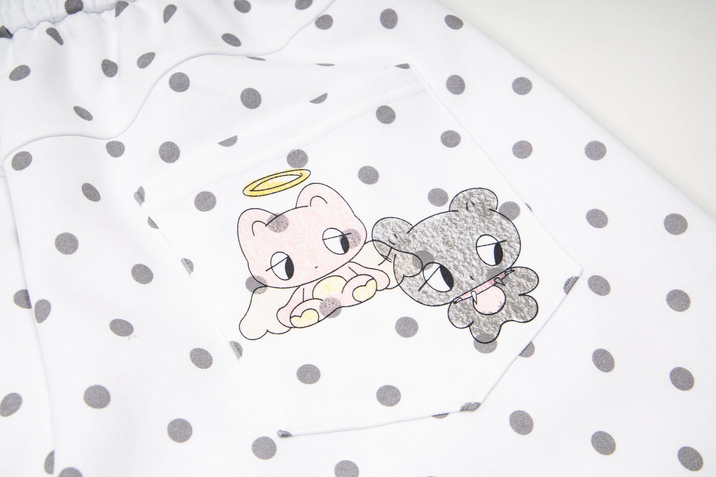 Pastel Doodle Polka Dot Wide-Leg Pants