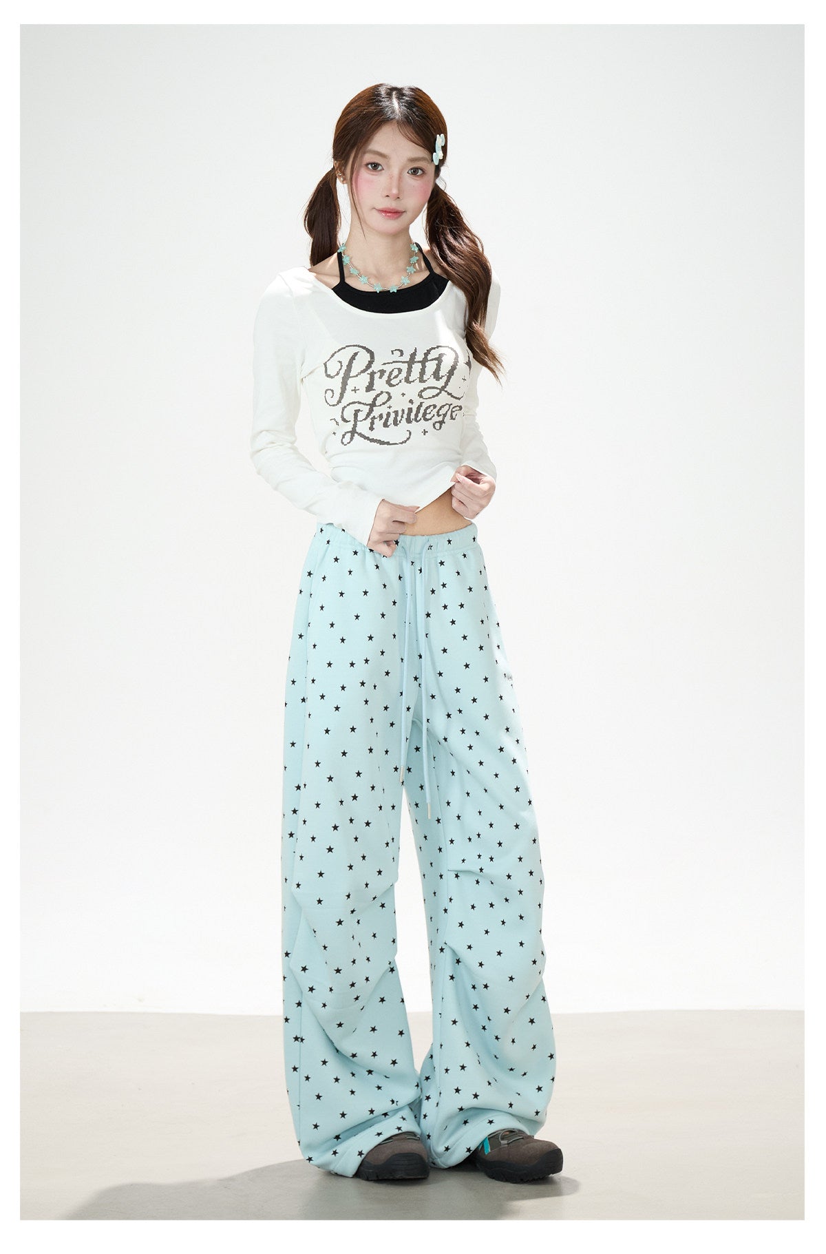 Allover Star Wide-Leg Sweatpants