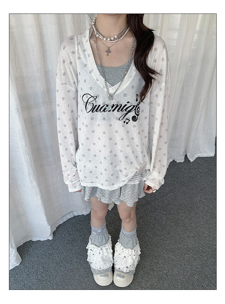 Star Veil Halter Two-Piece Long Sleeve Top Set