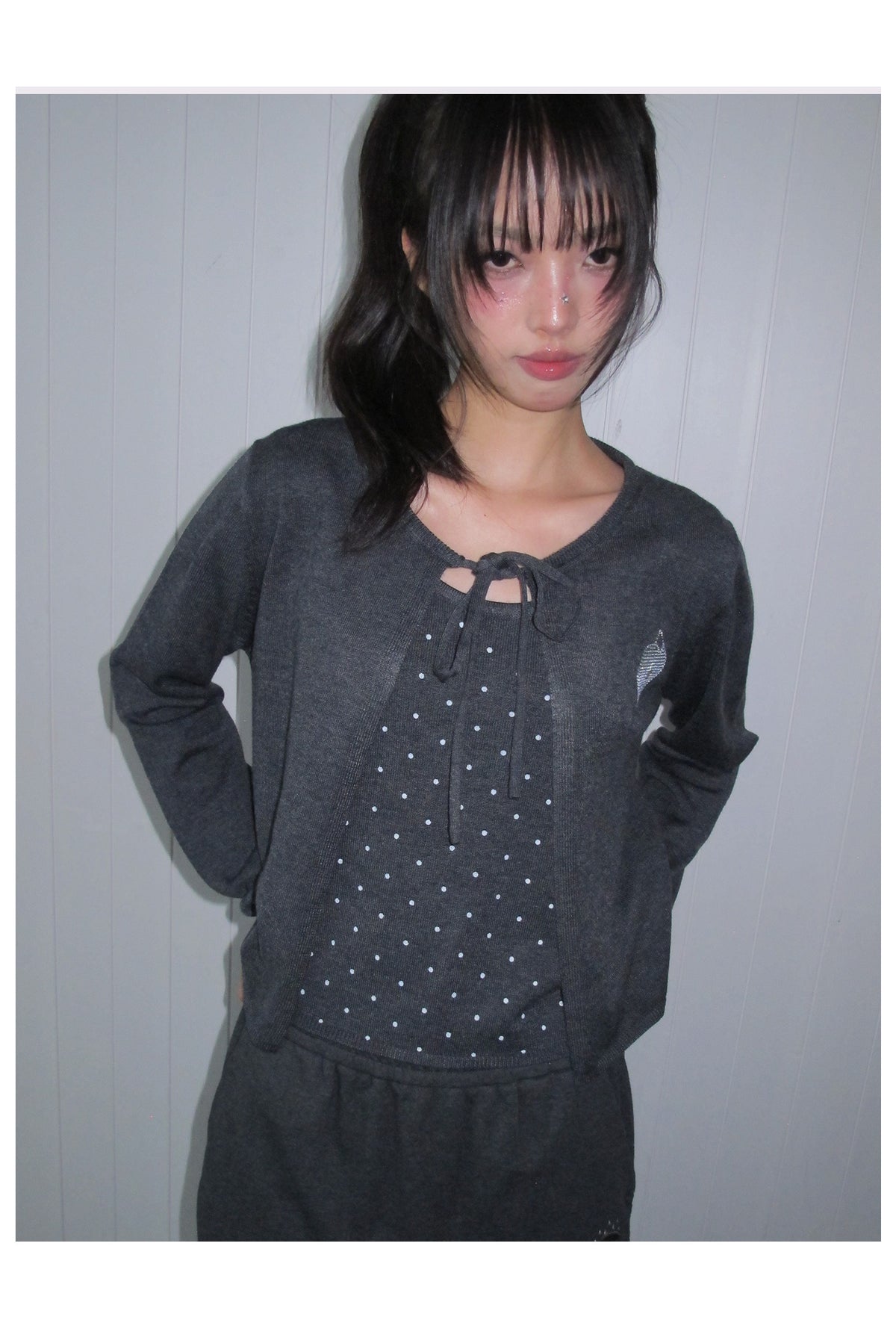 Polka Dot Cami & Tie-Front Cardigan Set
