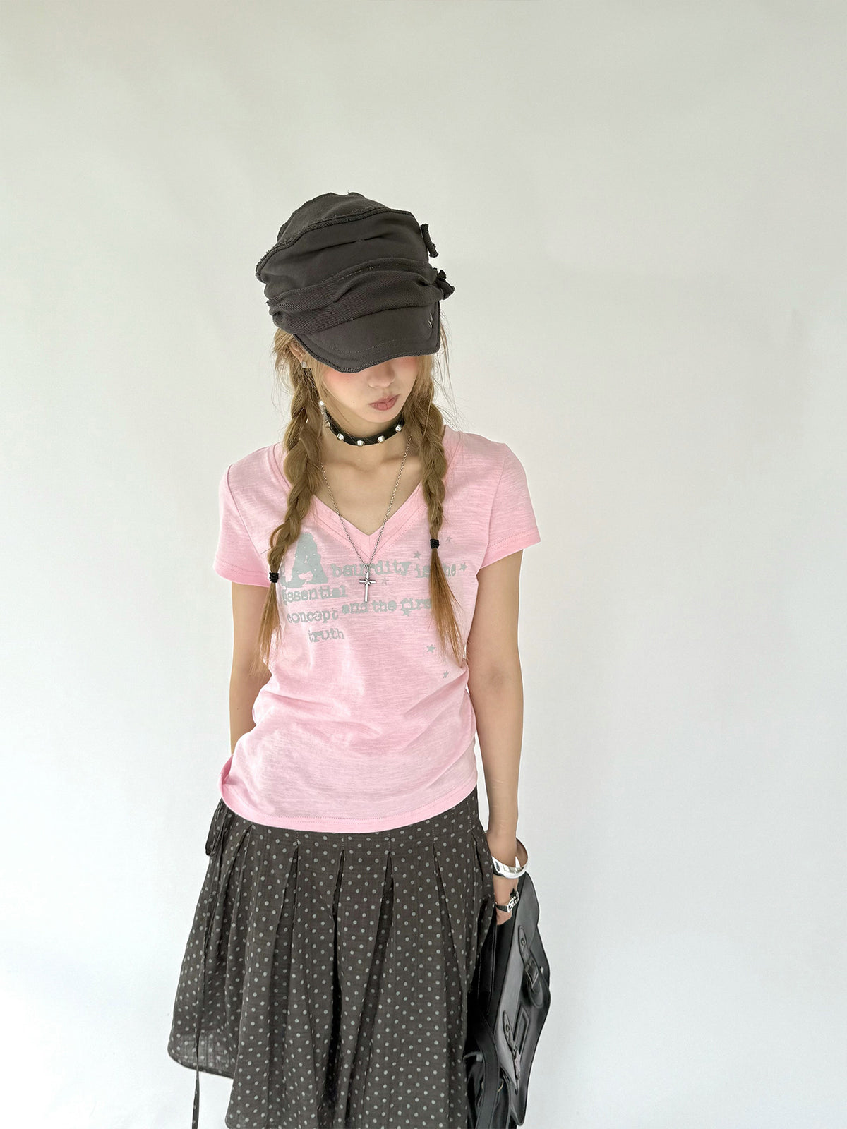 Polka Dot Layered Skirt Wide-Leg Pants
