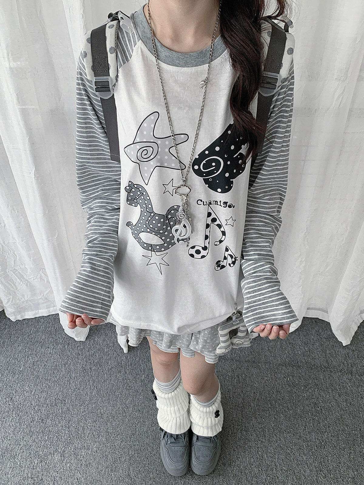 Rocking Horse Music Graphic Raglan Long Sleeve Top