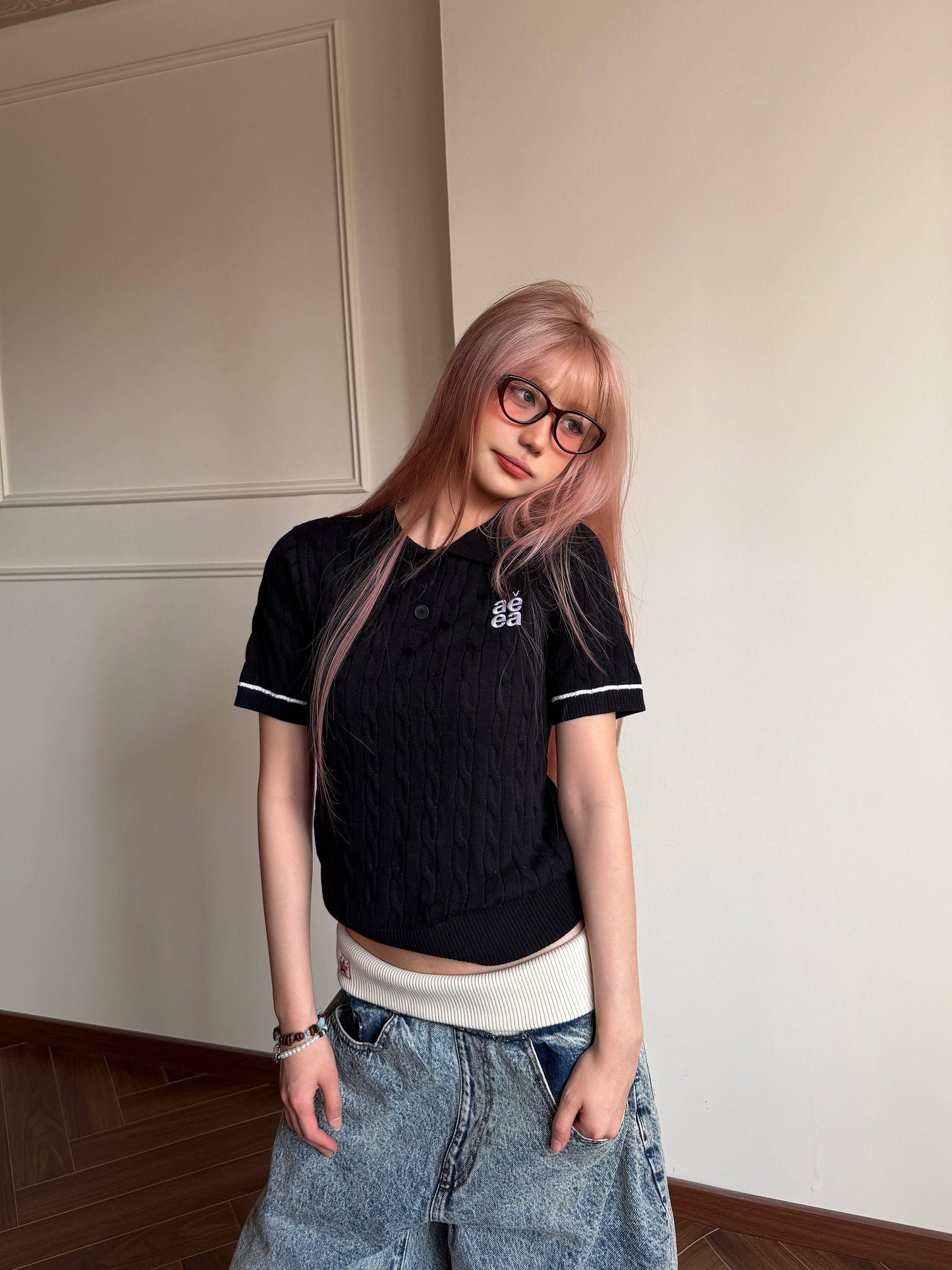 Cable Knit Polo — Old Money College Cropped