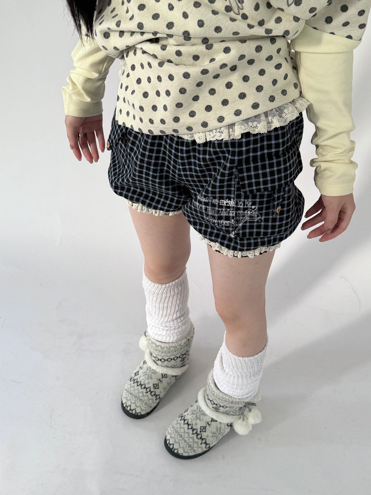 Plaid Lace-Trim Bloomer Shorts