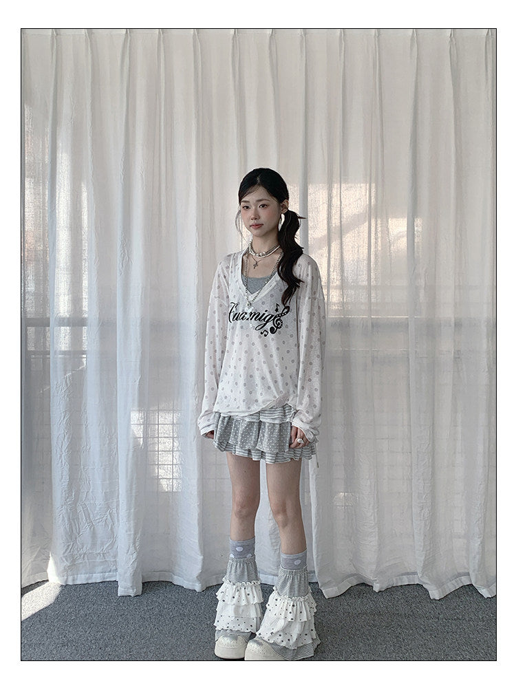 Star Veil Halter Two-Piece Long Sleeve Top Set