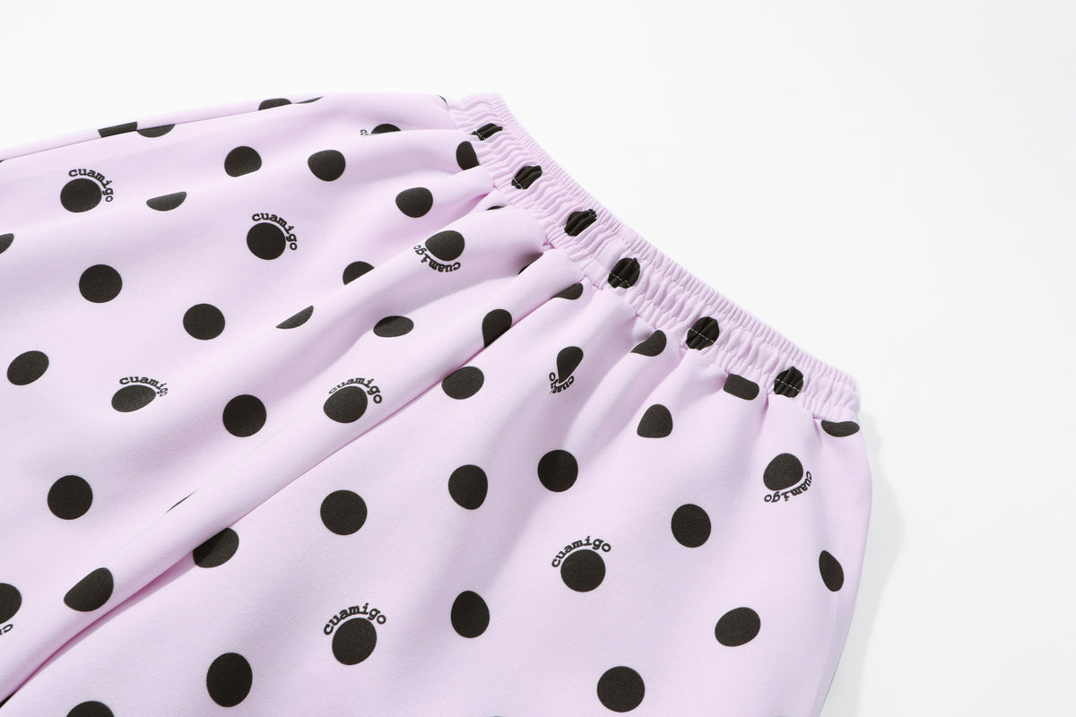 Polka Dot Utility Pocket Wide-Leg Sweatpants