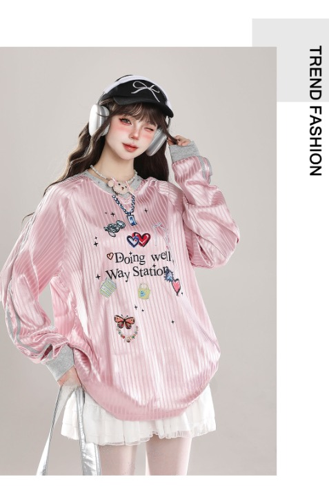 Doing Well Jersey Top — heart graphics, oversized fit