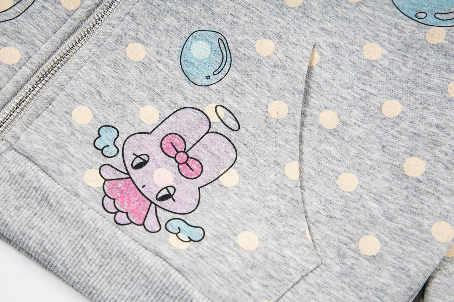 Pastel Doodle Polka Dot Cropped Zip Hoodie