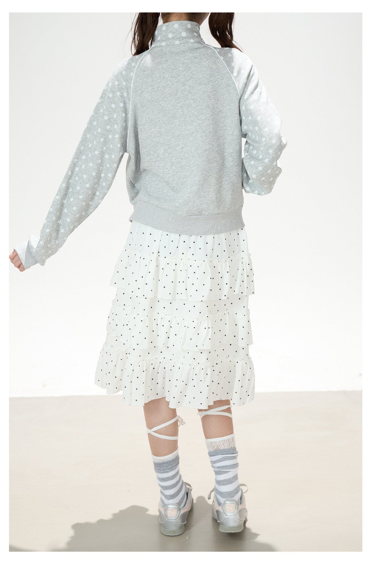 Polka-Dot Star Zip-Up Sweatshirt Jacket