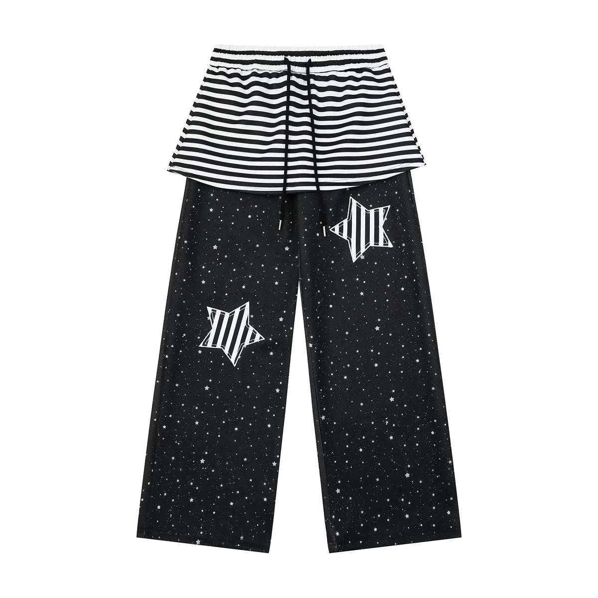 Star Patch Layered Wide-Leg Sweatpants
