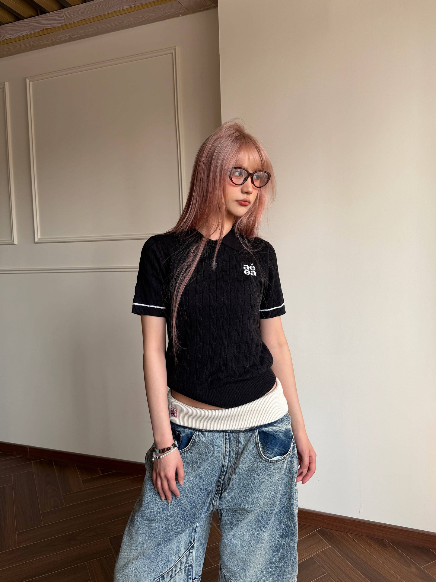 Cable Knit Polo — Old Money College Cropped