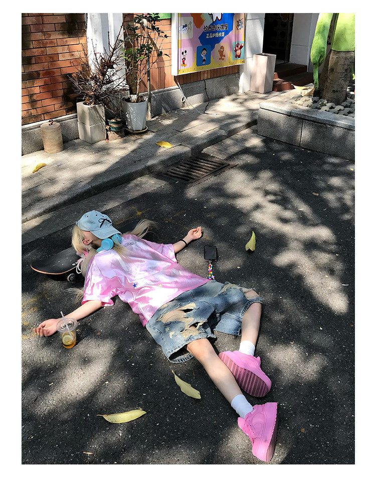 Anime Girl Jersey — Y2K Glossy V-Neck