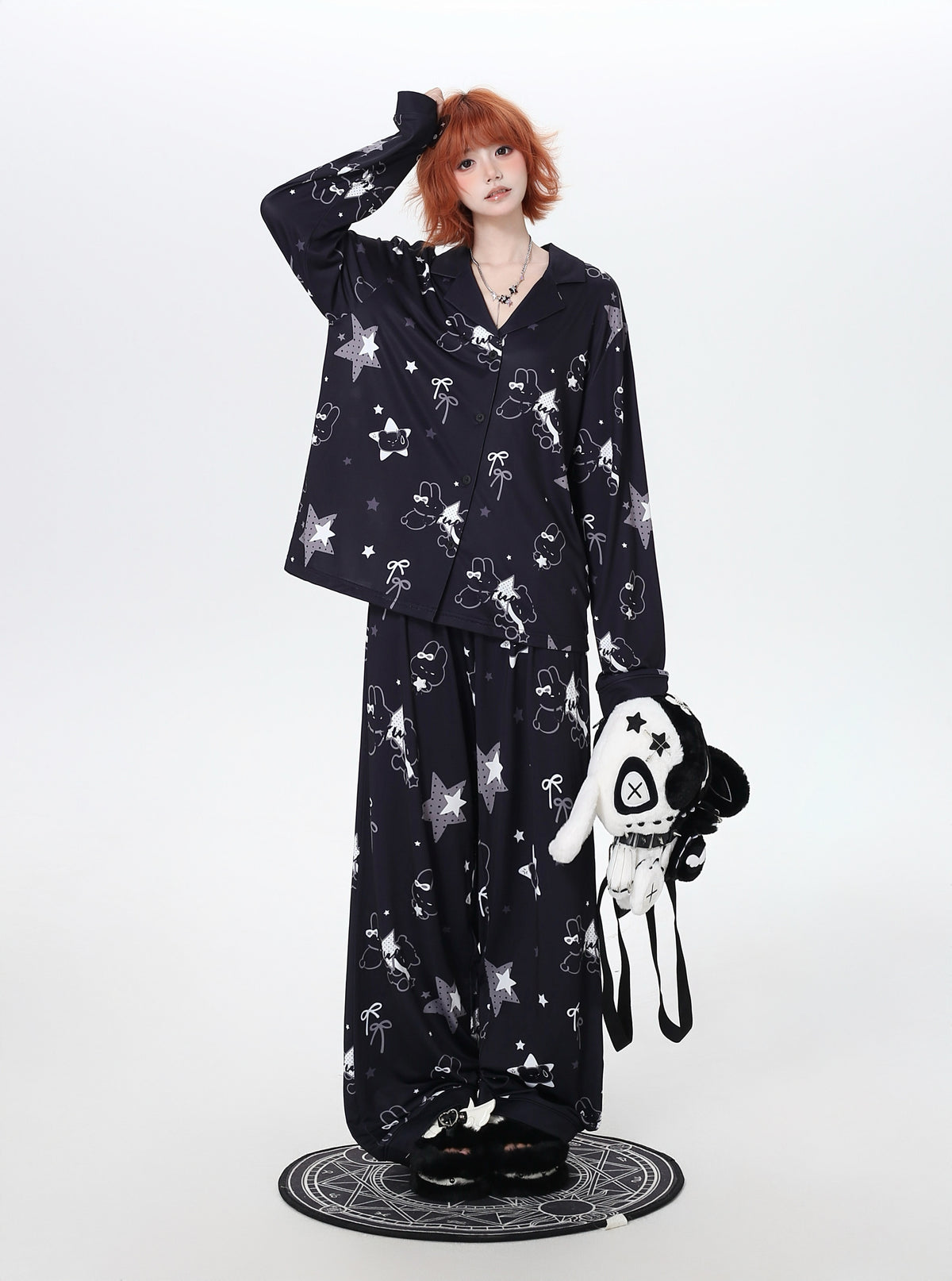 Bunny Star Print Long-Sleeve Pajama Set