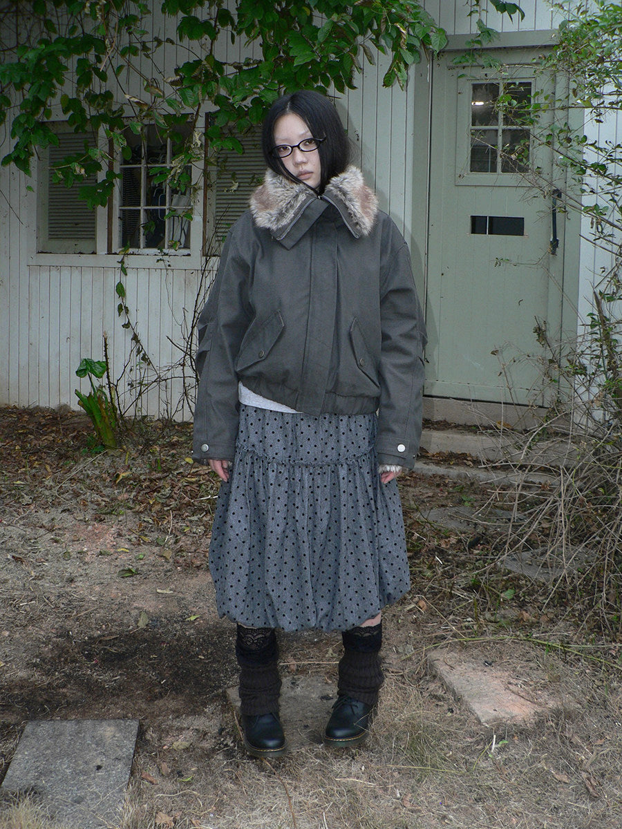 Polka Dot Balloon Midi Skirt