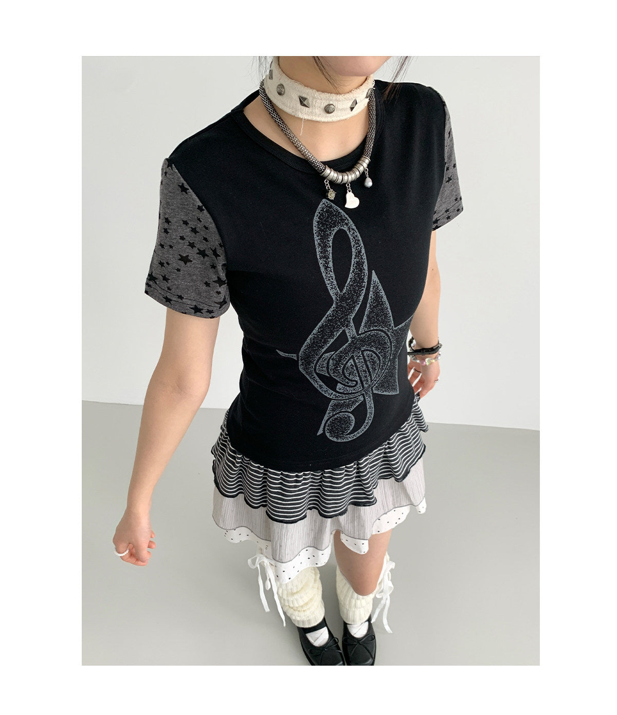 Faded Treble Star-Sleeve Graphic Tee