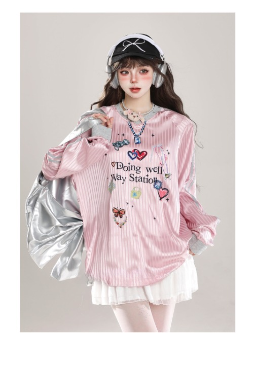 Doing Well Jersey Top — heart graphics, oversized fit